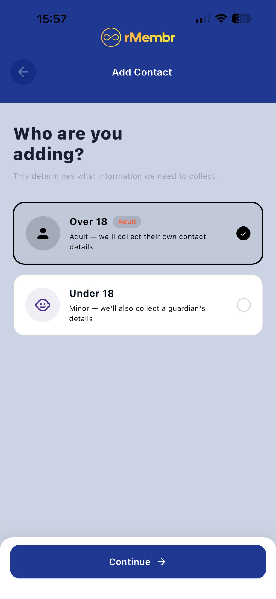 Add contact screen